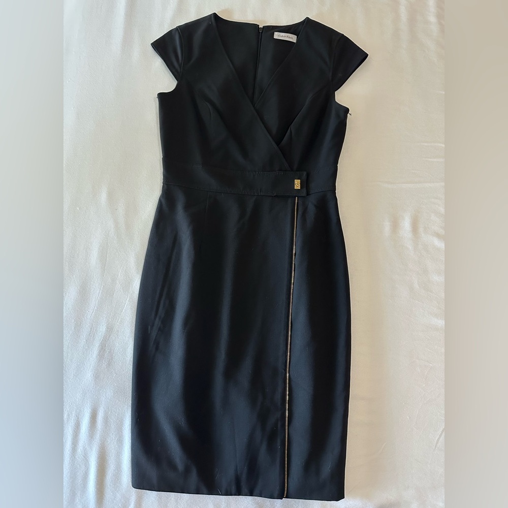 Calvin Klein V-neck wrap Dress Black Midi